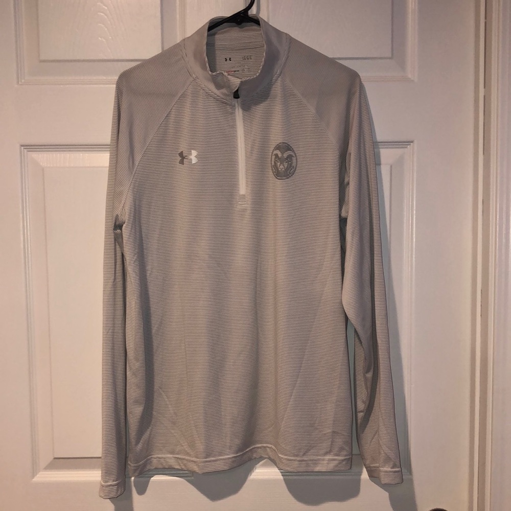 Under Armour Colorado Rams Gray/White Narrow Stripe HeatGear Quarter Zip Top-L